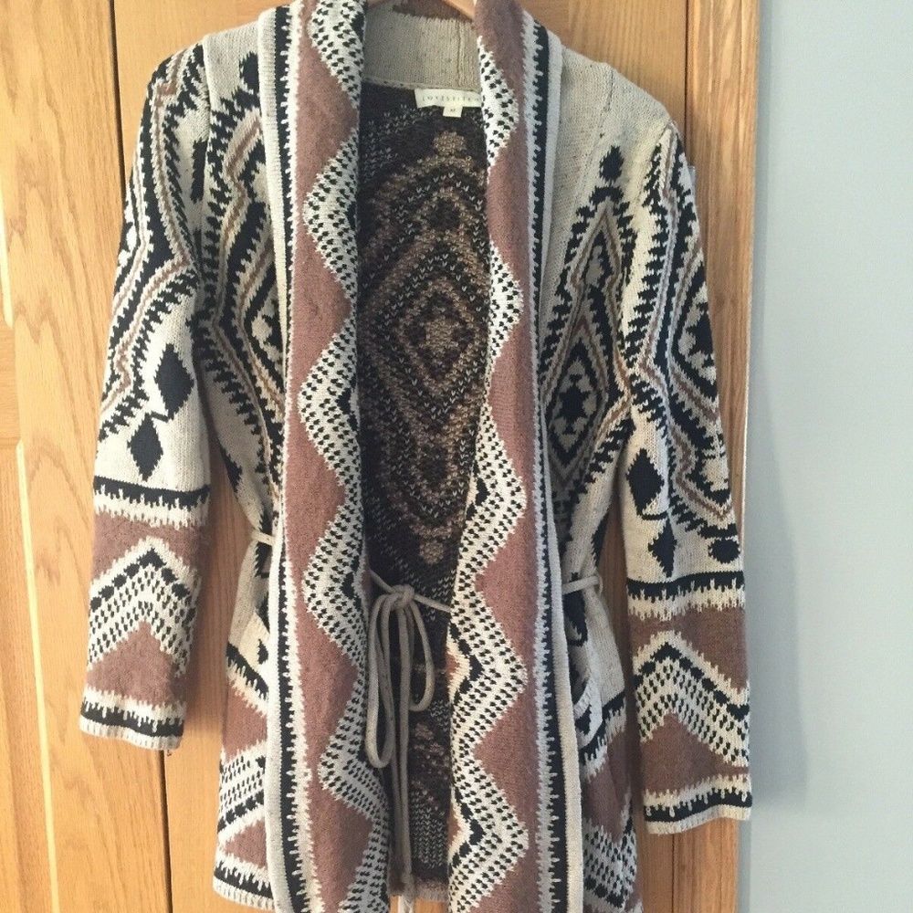 Lovestitch Boho Navajo Tie Wrap Cardigan Sweater M